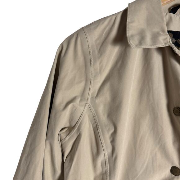 Barbour Tan Single Breasted Snap Front Zip Pocket Collared Travel Jacket Size 4 - Picture 3 of 11